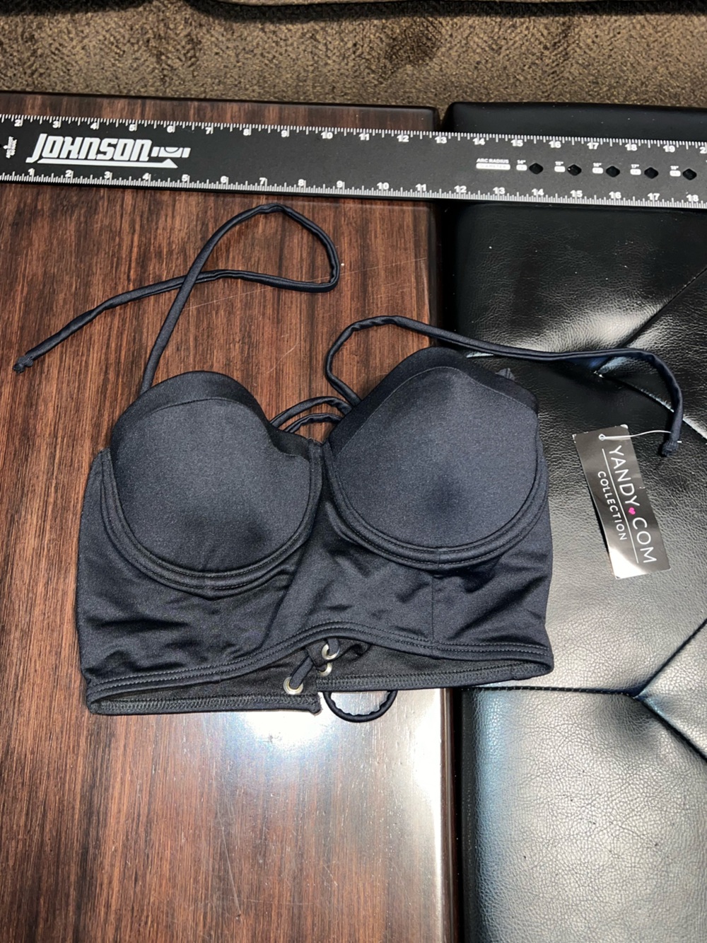 Yandy Collection Black Lace-Up Bustier Bikini Top NWT Size Medium
